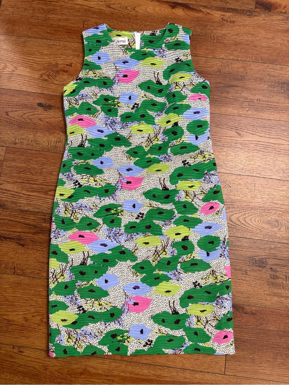 Sara Campbell Pleated Floral Sheath Dress Size 6 Made USA